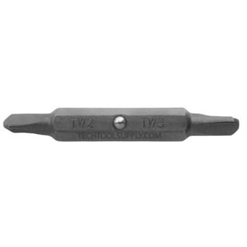 Double Ended Bit Screwdriver Bits, Tri-Wing, #2 to #3 Point, 2 in lg, Hex, S2 Steel