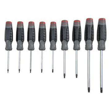 Screwdriver Set, 9 Pieces, 3 to 6 in Lg Round Shank, Alloy Steel Shank, Polished Chrome