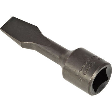 Slotted Screwdriver Bit Socket, 1/2 in, Slotted, 1/2 in, Hex, 3-5/32 in oal, Alloy Steel, Full Polish