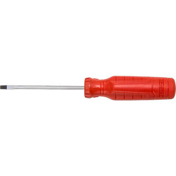 Round Bar Screwdriver, Cabinet/Slotted, 1/8 in Point, 3 in Shank lg, Plastic Handle, 5 in lg