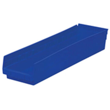 Storage Shelf Bin, 23.62 in Outside lg, 6.62 in Outside wd, 4 in Outside ht, Blue