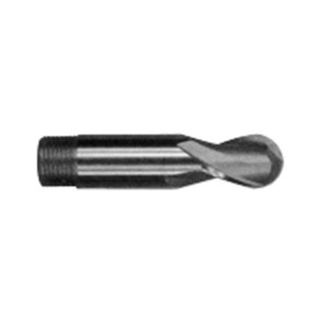 Ball Nose Slot Drill, 1/8 in Cutter dia, 9/32 in dp Cut, 2 Flutes, 1/4 in Shank dia, 2 in lg