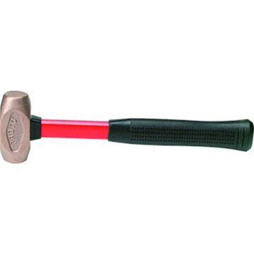Heavy Duty Sledge Hammer, 14-3/4 in lg, Round, 2 in Face dia, 3.8 lb, Brass Head