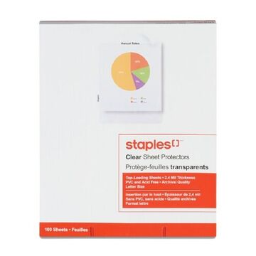 Staples - Protège-feuille format lettre, transparent