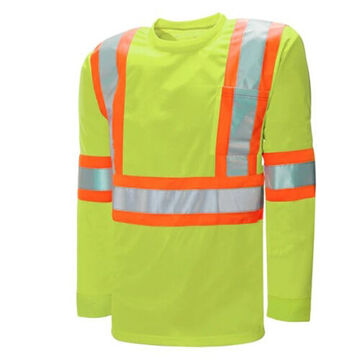 Haute visibilité, chemise de circulation, M, vert lime, polyester