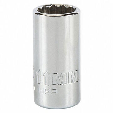 Intermediate Socket, 1/4 in Drive, Square, 12-Point, 11 mm Socket