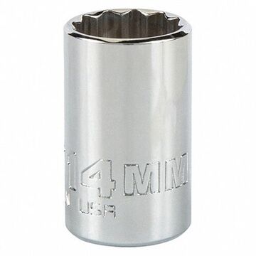 Intermediate Socket, 1/4 in Drive, Square, 12-Point, 14 mm Socket