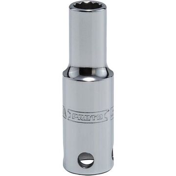 Deep Length, Tether-Ready Socket, 3/8 in Drive, Square, 12-Point, 5/16 in Socket