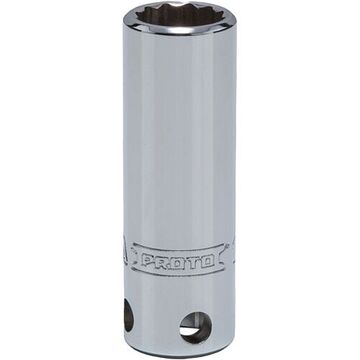 Deep Length, Tether-Ready Socket, 3/8 in Drive, Square, 12-Point, 12 mm Socket