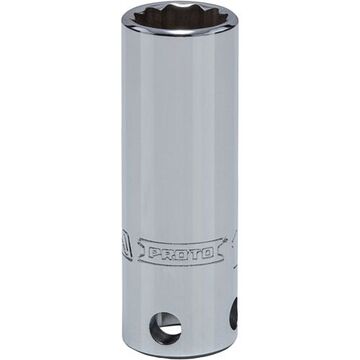 Deep Length, Tether-Ready Socket, 3/8 in Drive, Square, 12-Point, 13 mm Socket