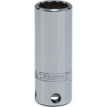Deep Length, Tether-Ready Socket, 3/8 in Drive, Square, 12-Point, 14 mm Socket