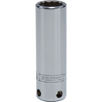Deep Length, Tether-Ready Socket, 3/8 in Drive, Square, 12-Point, 15 mm Socket
