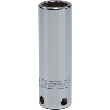 Deep Length, Tether-Ready Socket, 3/8 in Drive, Square, 12-Point, 15 mm Socket