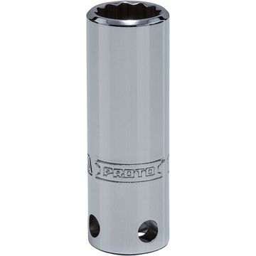 Deep Length, Tether-Ready Socket, 3/8 in Drive, Square, 12-Point, 1/2 in Socket