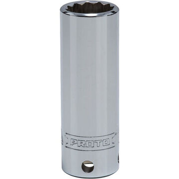 Deep Length, Tether-Ready Socket, 3/8 in Drive, Square, 12-Point, 17 mm Socket