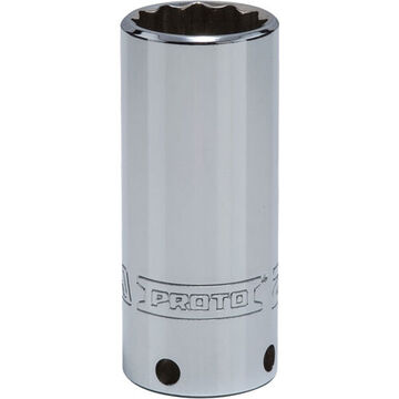 Deep Length, Tether-Ready Socket, 3/8 in Drive, Square, 12-Point, 22 mm Socket