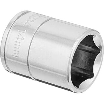 Shallow Socket, 1/4 in Drive, 6 Point, 14 mm Socket