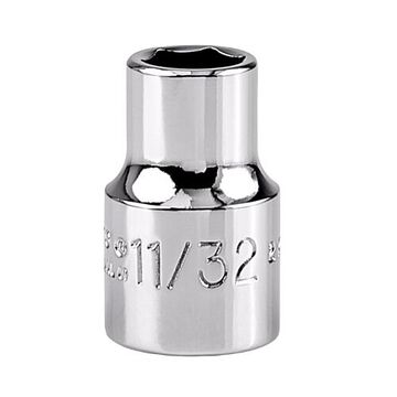 Standard Length Socket, 3/8 in Drive, Square, 6-Point, 11/32 in Socket