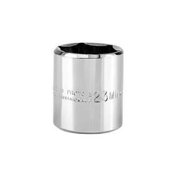 Standard Length Socket, 3/8 in Drive, Square, 6-Point, 23 mm Socket