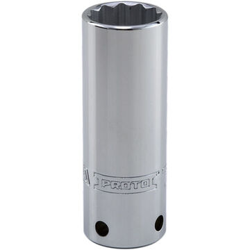 Deep Length, Tether-Ready Socket, 1/2 in Drive, Square, 12-Point, 15 mm Socket