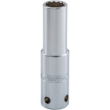 Deep Length, Tether-Ready Socket, 1/2 in Drive, Square, 12-Point, 1/2 in Socket