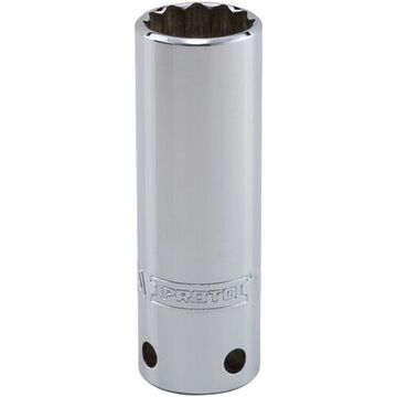 Deep Length, Tether-Ready Socket, 1/2 in Drive, Square, 12-Point, 13/16 in Socket