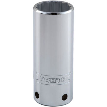 Deep Length, Tether-Ready Socket, 1/2 in Drive, Square, 12-Point, 1 in Socket