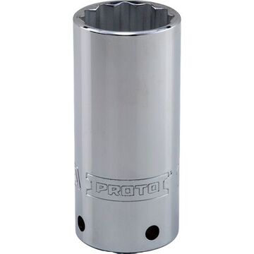 Deep Length, Tether-Ready Socket, 1/2 in Drive, Square, 12-Point, 1-1/8 in Socket