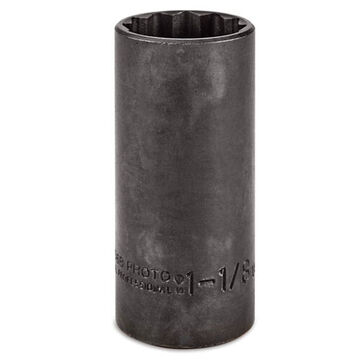 Deep Length Socket, 1/2 in Drive, Square, 12-Point, 1-1/8 in Socket