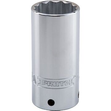 Deep Length, Tether-Ready Socket, 1/2 in Drive, Square, 12-Point, 1-3/16 in Socket