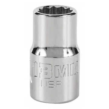 Intermediate Socket, 1/2 in Drive, Square, 12-Point, 13 mm Socket