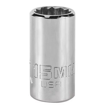 Intermediate Socket, 1/2 in Drive, Square, 12-Point, 15 mm Socket