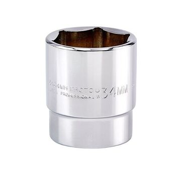 Standard Length Socket, 1/2 in Drive, Square, 6-Point, 34 mm Socket