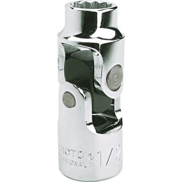 Universal, Standard Length Socket, 1/2 in Drive, Square, 12-Point, 1/2 in Socket