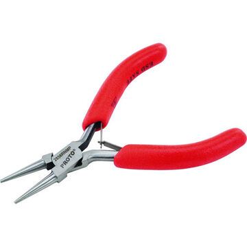 Miniature Solid Joint Plier, 7/16 in, Round Nose/Serrated, 7/16 in wd, 1-1/8 in lg, 1-7/8 in thk Jaw, Forged Steel Jaw