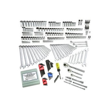 Socket Set, 6 and 12-Point, 302 Pieces, Steel, Full Polish