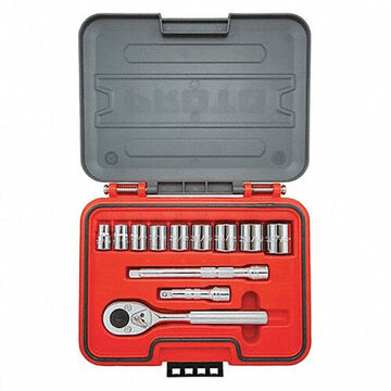 Socket Set Kit, 3/8 in Drive, 12 Pieces, Chrome