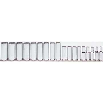 Deep Socket Set, 12-Point Socket, 6 mm to 23 mm Socket Size Range, 18 Pieces, Alloy Steel, Full Polish