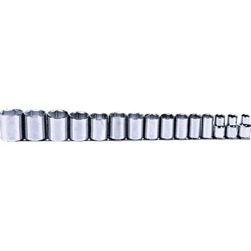 Standard Length Socket Set, 6-Point, 15 Pieces, Alloy Steel, Full Polish