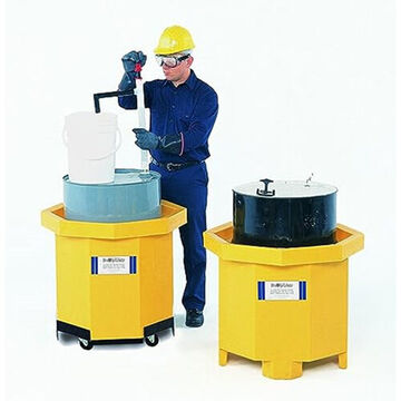 Flat Bottom Spill Collector, 66 gal, 27-1/4 in ht, Yellow