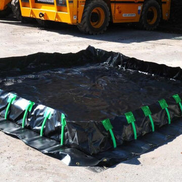 Portable Secondary, Stake Wall Spill Containment Berm, 179 gal, 6 ft lg, 1 ft ht, 4 ft wd