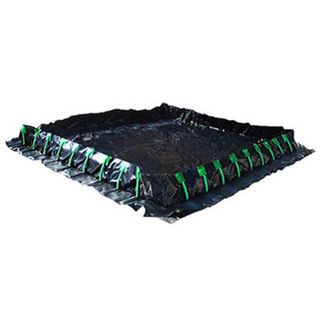 Portable Secondary, Stake Wall Spill Containment Berm, 1496 gal, 20 ft lg, 1 ft ht, 10 ft wd