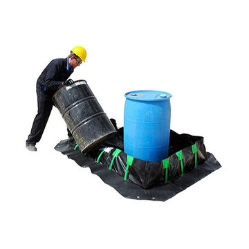 Portable Secondary, Stake Wall Spill Containment Berm, 2992 gal, 40 ft lg, 1 ft ht, 10 ft wd