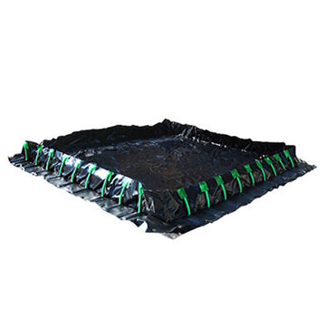 Portable Secondary, Stake Wall Spill Containment Berm, 3740 gal, 50 ft lg, 1 ft ht, 10 ft wd