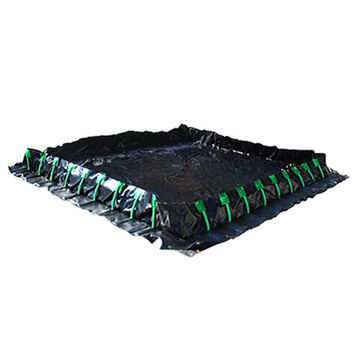Portable Secondary, Stake Wall Spill Containment Berm, 2692 gal, 30 ft lg, 1 ft ht, 12 ft wd