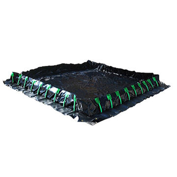Portable Secondary, Stake Wall Spill Containment Berm, 3590 gal, 40 ft lg, 1 ft ht, 12 ft wd