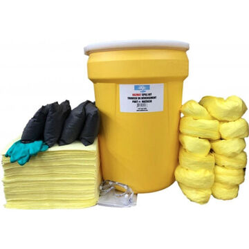 Kit de déversement dangereux, contenant de 30 gal, jaune