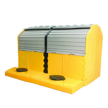 Heavy-Duty Spill Containment Pallet, 4 Drums, 365 gal, 100-375 gal, 11 in ht, Yellow