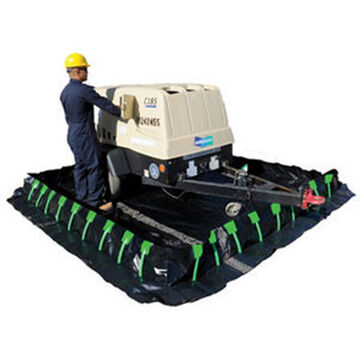 Portable Secondary, Stake Wall Spill Containment Berm, 748 gal, 10 ft lg, 1 ft ht, 10 ft wd