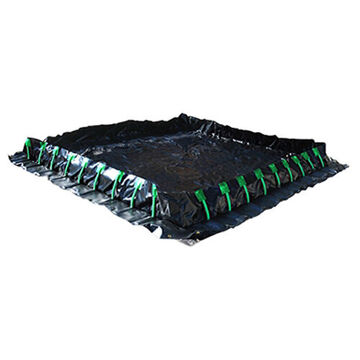 Portable Secondary, Stake Wall Spill Containment Berm, 7450 gal, 66 ft lg, 1 ft ht, 15 ft wd